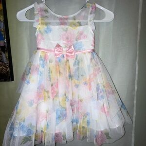 Floral Kids Dress with Pink Bow